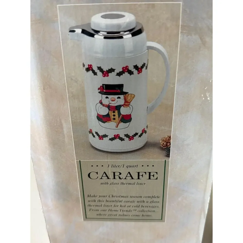 Vintage HomeTrends Snowman Holiday Thermal Carafe (1 Quart) With Box